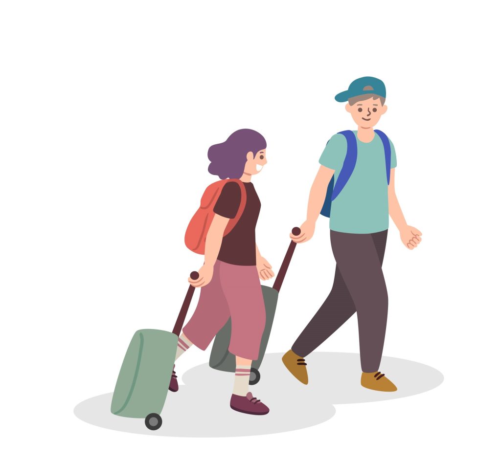 Couple walking with suitcases for stress-free London City Airport transfers
