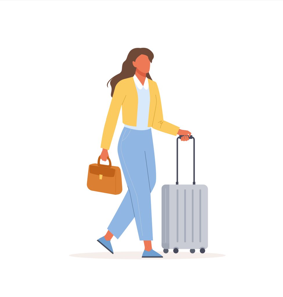 Female traveler with luggage booking professional Bracknell airport transfers